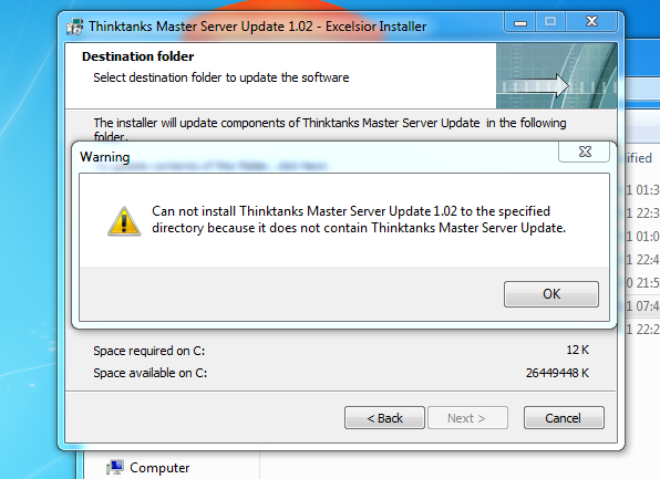 Comes up when you try to select a folder.