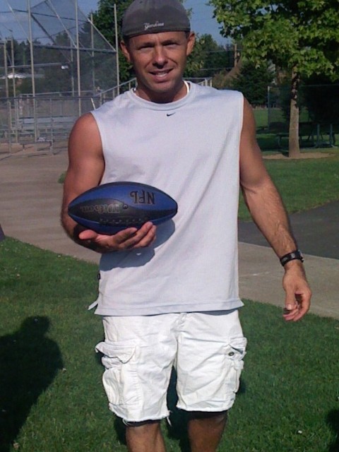 Mrs. Fours' ''frat boy fantasy'' (her words) just before we handed a bunch of 8th graders their asses in football at a birthday party.  Oh yes, we were men among boys that day, and I've been eating Advil for breakfast ever since.